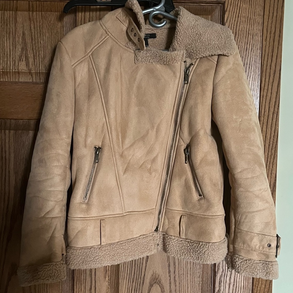 Forever 21 faux shearling Moto teddy jacket